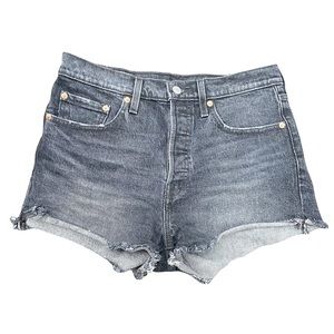 Levi's 501 Button Fly Black Dark Wash Cutoff Cotton Denim Shorts Size 27